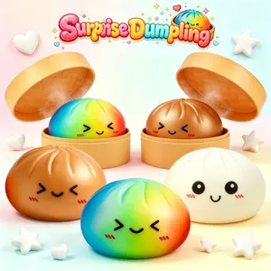 Expressive Dumpling Squishy, Mysterious Bun Fidget Toy, non-toxic TPR material, Stress Relief, Unboxing Surprise, Random Style per Pack, graduation gift, kids exchange gift, Mother's Day gift, cute collectible, desk ornament, decorative accessory