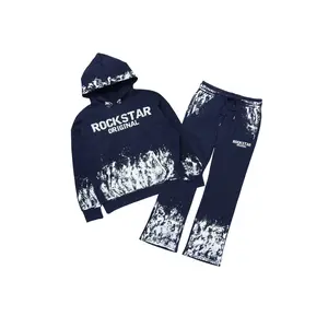 Hukon Navy/White Hoodie Relaxed Track Set