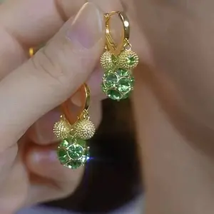LisiZen Green Durian Hoop Earrings 14K Gold Plated Sparkling Crystal Fruit Inspired Design, Chic Fashion Jewelry Unique Statement Earrings DZEH3294