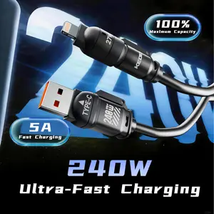 Kedeso 240W 4-in-1 USB-C Cable, PD 5A Fast Charging, Data Sync, USB-A, Type-C, Lightning,  Aluminum, Compatible with iPhone 16/15, iPad, Samsung, Laptops office car travel tiktokshopspringglowup