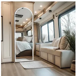71"x26" LED Arched Full Length Mirror with Aluminum Frame and Polished Glass for Bedroom