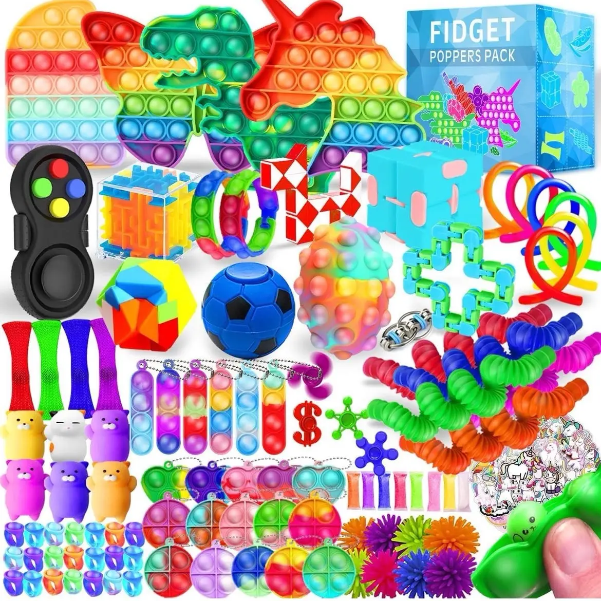 Fidget Toys 120 Pack Stocking Stuffers for Kids Party Favors - Stress, Autism, ADHD, Anxiety & Autistic Therapy Teens and Adults