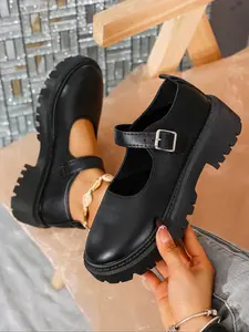French Vintage Classic Mary Jane Shoes Women Spring Fall New Thick Sole Chunky Heel Single Shoe Versatile Jk Small Leather Shoes