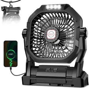 Portable Fan Rechargeable, 20000mAh Battery Powered Personal Fan, Portable Fan with LED Light & Hook, 4-Speed 270° Adjustable, Camping Essentials for Tent, Travel, Car, Outdoor, Indoor, BBQ, Fishing, Jobsite