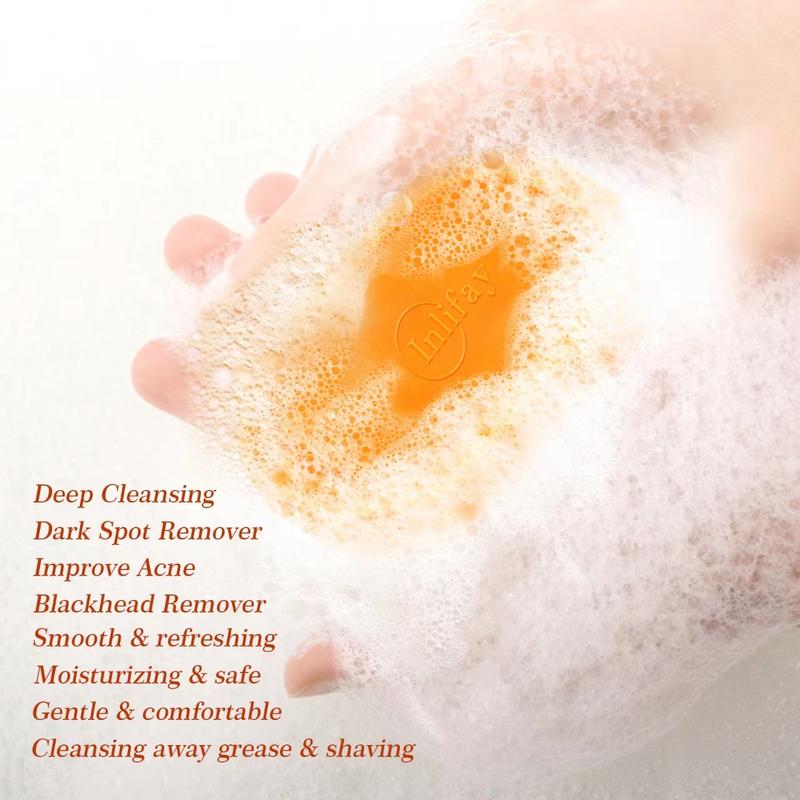 Inlifay New Turmeric Kojic Acid Soap:Dark Spot Remover For Face and body - Two Color Big bars with Pure Natural Kojic Acid and Retinol (160g, 2 Bars) Orange- New upgraded model Body Care Body Wash