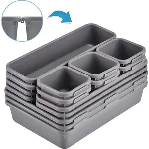 15 PCS Interlocking Desk Drawer Organizer Separator for Office,Bathroom,Kitchen,Makeup(Black)