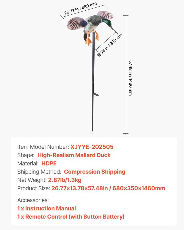 VEVOR Spinning Wing Motion Duck Decoy Outdoor Realistic Teal Decoys for Hunting 1-Pack VEVOR Spinning Wing Motion Duck Decoy Outdoor Realistic Teal Decoys for Hunting 1-Pack