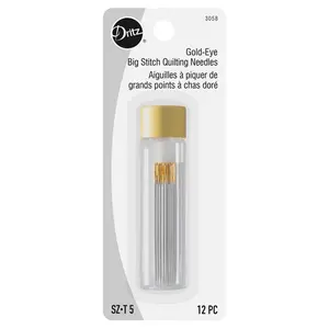 Gold-Eye Big Stitch Quilting Needles, Size 5, 12 pc