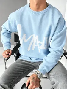 Men's Fashion Casual Patchwork Long Sleeve Sweater Pullover, Round Neck Natural Fresh Design, Essential Gift for Boyfriend, Stylish and Comfortable