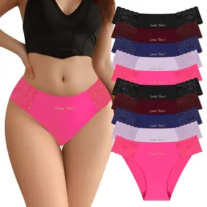 OLOSHI Elegant 6/8/10-Pack French Lace Underwear for Women Seamless Breathable Briefs Sexy Ladies' Panties Minimalist Basic Blue Clothes Fit Chic Everyday Style Lingerie - Womenswear