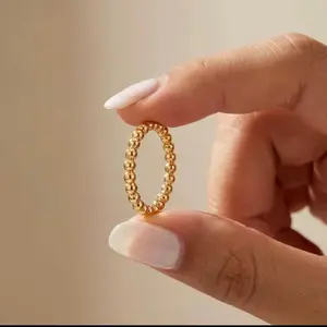 Beads Ring - Gold Tone Beaded Design for Women's Fashion Jewelry