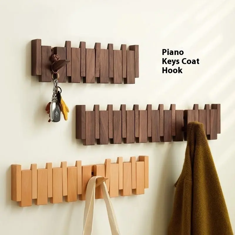 Wooden Piano Key Shaped Clothes Hook