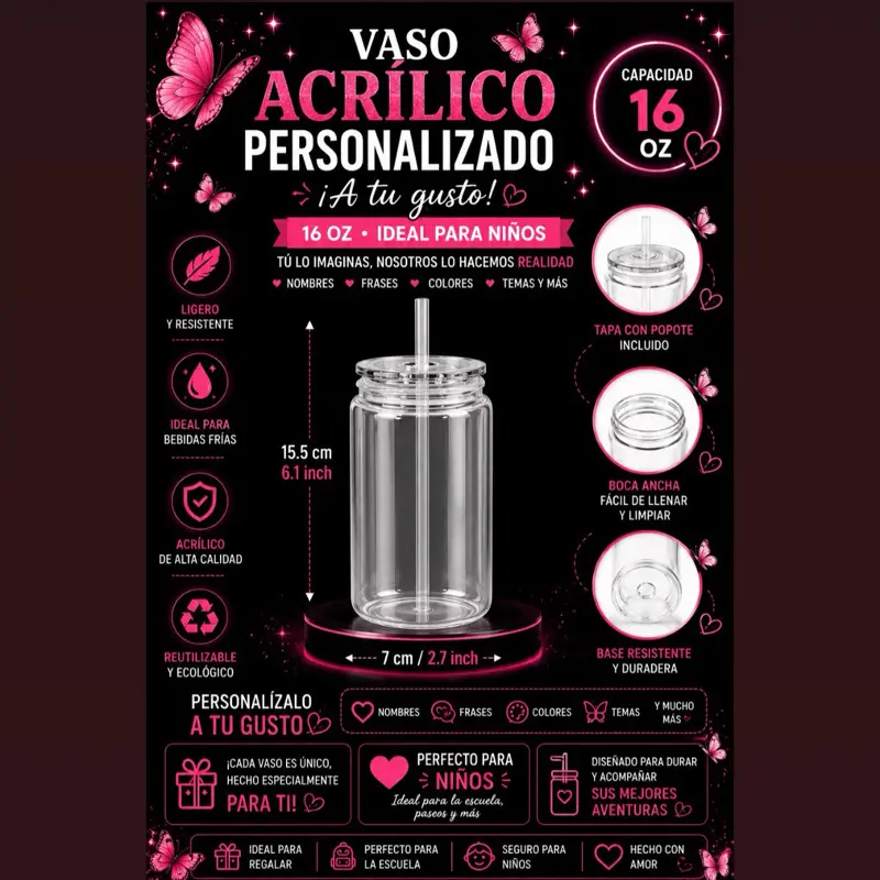 16 oz Personalized Snow Globe Can Tumbler - Customizable Live Personalization Option