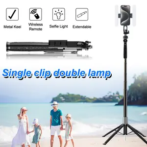 1750mm Wireless Selfie Stick Tripod Stand, Foldable Monopod With LED Light, Balance Steady Shooting Tool For Smartphones Live Streaming (Outdoor Lighting Accessory)