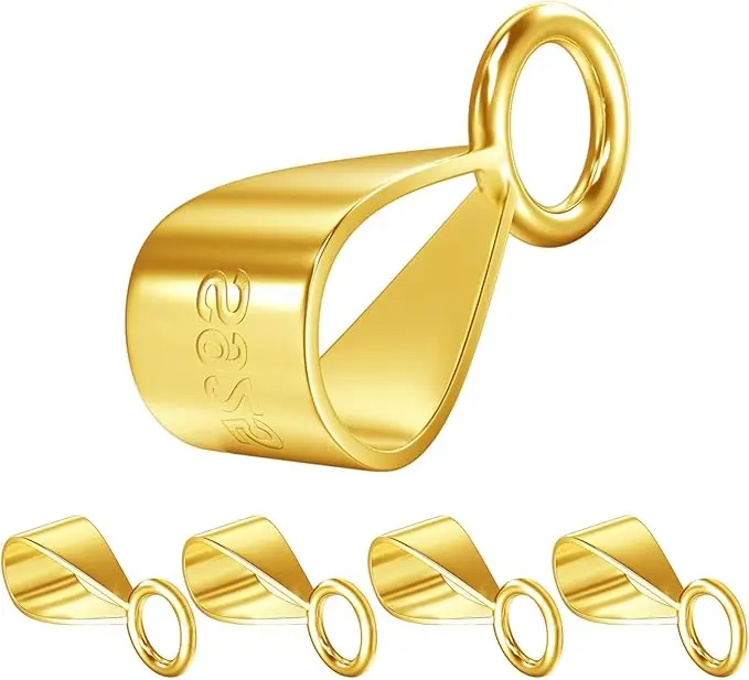 925 Sterling Silver Bails for Pendants Clasp with Open Loop,Jewelry Bails for Pendants Slider Connectors for Necklace Jewelry Making Made in Italy