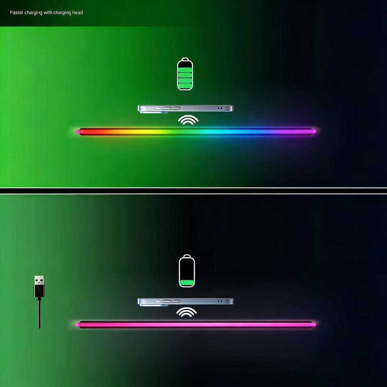 RGB Gaming Mouse Pad with Wireless Charging, Large LED Desk Mat with Multiple Light Modes, Non-Slip Base, Fast Charging Mousepad for iPhone/Android, Perfect for PC Gamers & Office Use