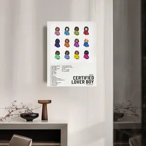 Painting Calligraphy Minimalist Inner Frame Painting Elevate Your D-Drake Space Light Tracklist Luxury Inner Frame Decor Create a Premium Hip-Hop Home Vibe No Drilling Album Needed Easy to Hang HD Art Inner Frame Perfect for Living Rapper Room & Bedroom