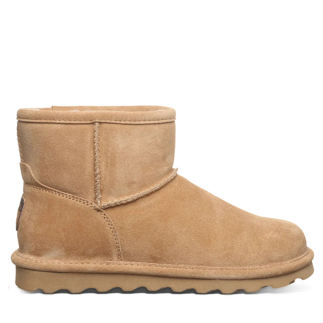 BEARPAW Alyssa Women’s Suede Mini Boots with Faux Fur Lining - Iced Coffee