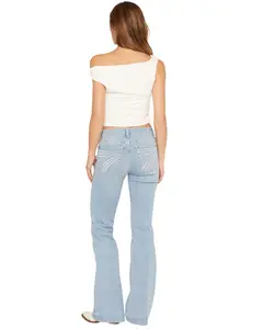 7 For All Mankind Women's Light Wash Mid Rise 36" Slim Trouser Stretch - 7U5g7c12-3Dh