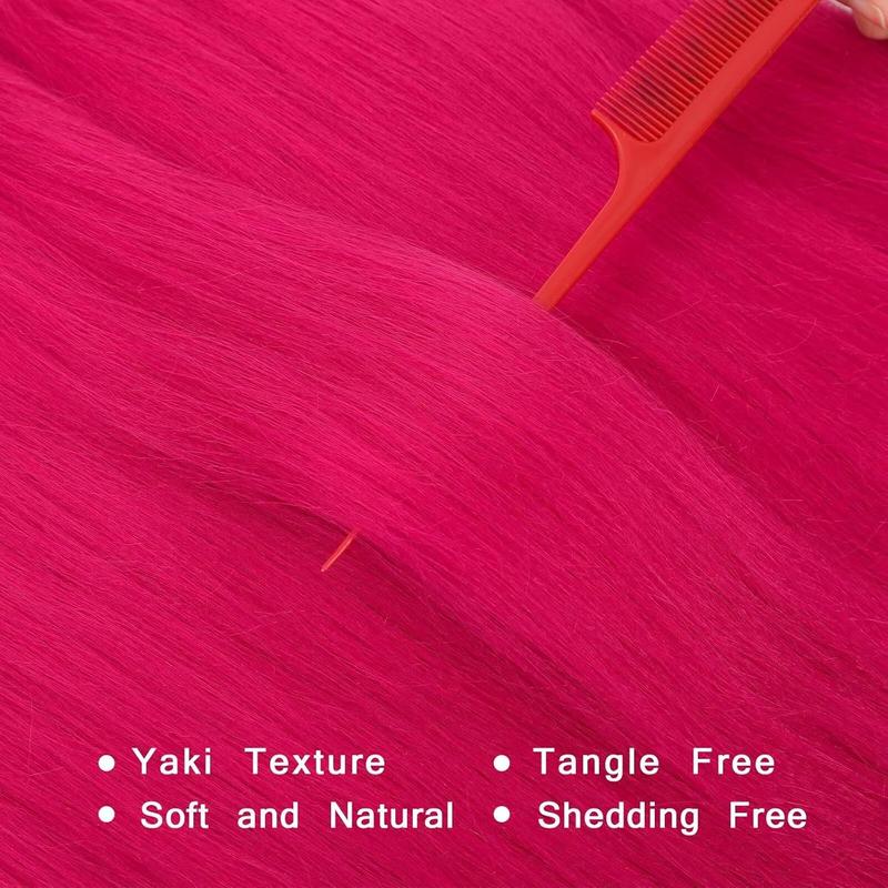 Pre Stretched Braiding Hair Dark Hot Pink Braiding Hair Pre Stretched Hair Extensions Fashion Braiding Hair Pre Stretched Magenta Pink Braiding Hair For Braids(#Magenta Pink,3Packs,20inch)
