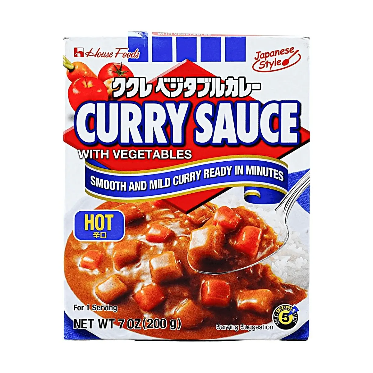 House Foods Japan Curry Roux - Spicy Hot Flavor, 200g Pack - Authentic Japanese Curry Mix for Quick & Easy Meals