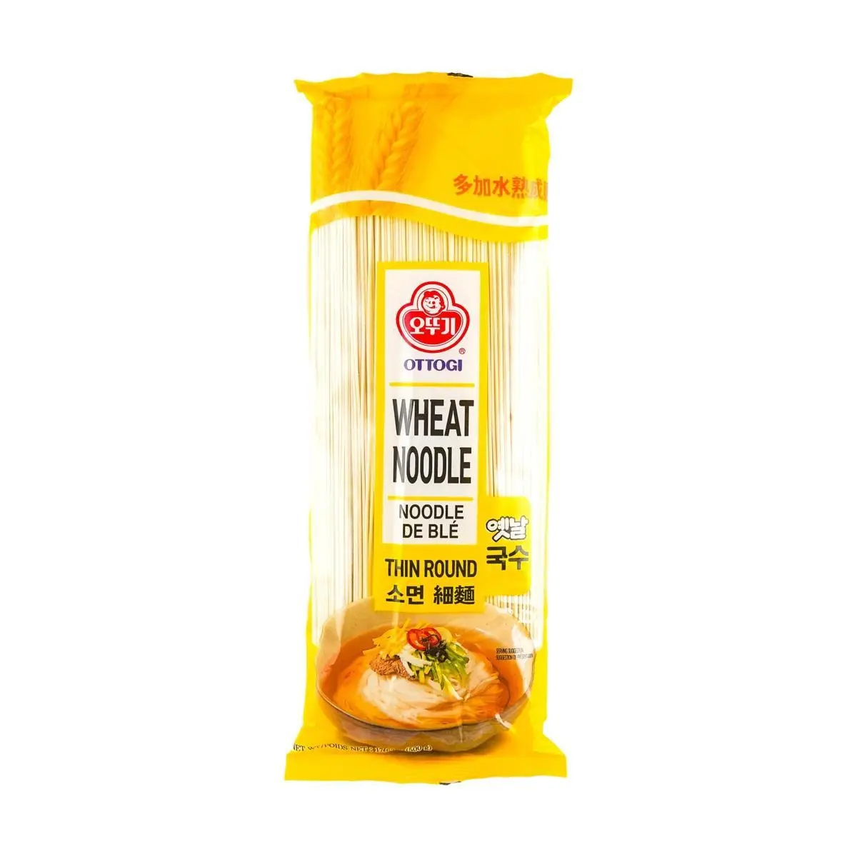 OTTOGI Korean Wheat Noodles - Fine Round Somyeon Pasta, 500g Bag - Authentic Asian Ingredient for Japchae, Bibim Guksu, and Soups