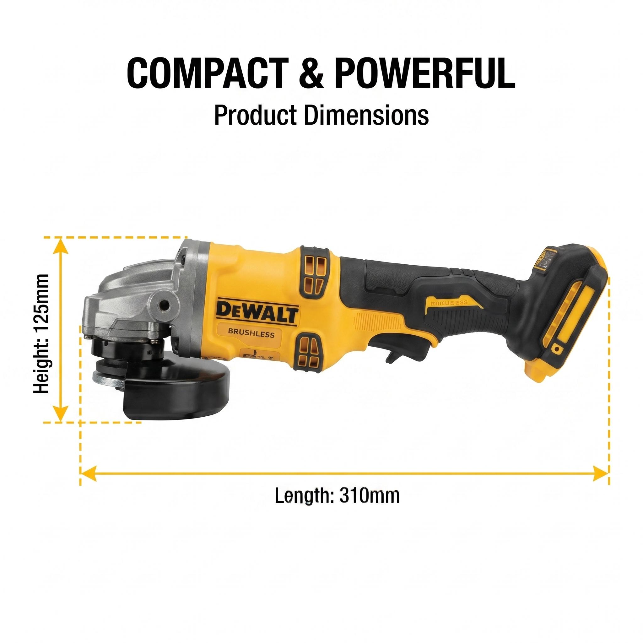 Dewalt DCG405-125 Compact 125mm Grinder With Side Slide Switch For Metal Grinding Cutting And Maintenance Projects job site