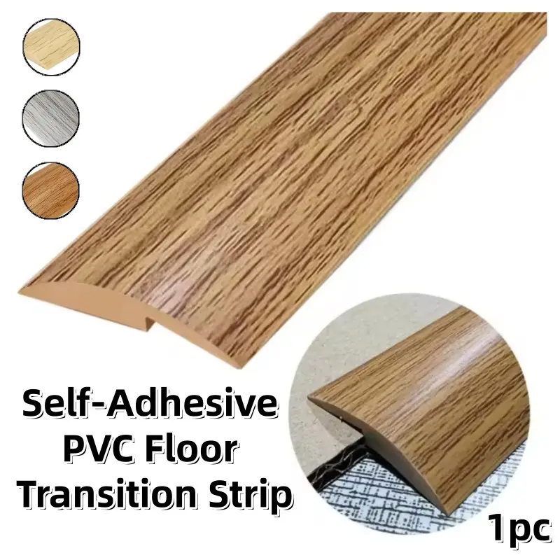 1m Self-Adhesive PVC Floor Transition Strip, Wood Grain Flexible Edges Trim, Carpet to Tile Laminate Flooring Seam Strip, DIY Home Floor Decoration, Flexible Edging, Home Improvement