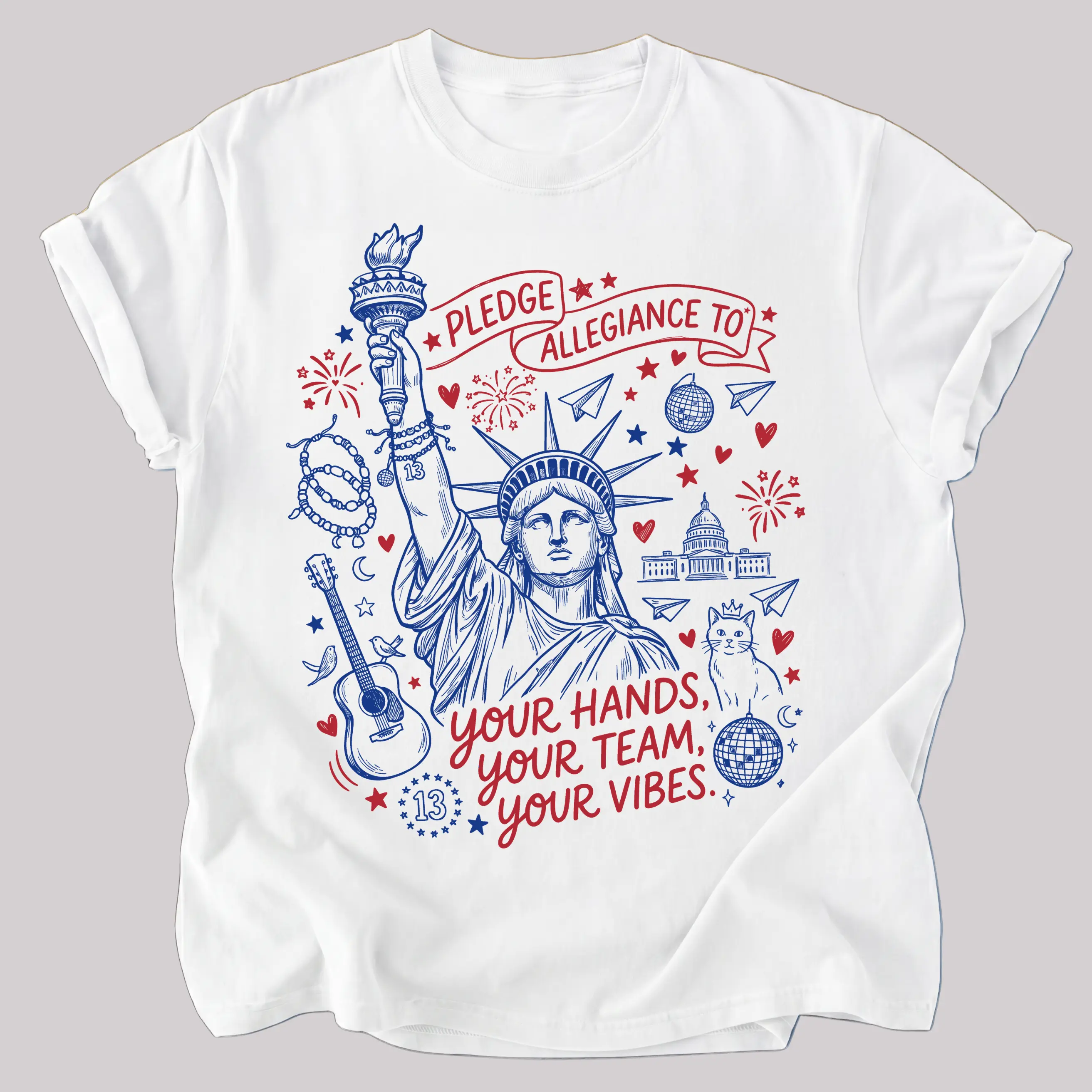 Pledge Allegiance Graphic T-Shirt, Sweatshirt & Hoodie, Soft Casual Crew Neck Relaxed Fit Tops for Daily Street Style
