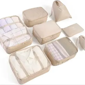 8 Set Packing Cubes for Suitcases Travel Luggage Organizers High-Quality Nylon Fabric Lightweight Durable Waterproof Visible Mesh Top Panel Easy Access