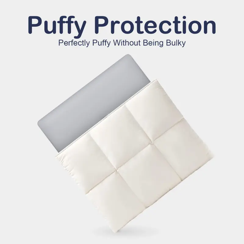 Puffy Laptop Sleeve Case, 13-14 inch Laptop Sleeve Bag, Laptop Case 13.3 Inch, Compatible with MacBook Air/Pro 13 / Pro 14, iPad Pro 12.9, HP Dell ASUS, Computer Bag Cover(Beige)