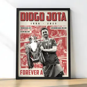 Diogo Jota tribute poster, Forever a Red Liverpool wall art, football digital print, soccer memorial decor, Premier League fan gift