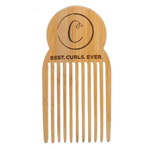 Detangling Comb – Anti-Static Bamboo Hair Pick for Thick Curly Frizz Hair, Long Tooth Wooden Comb for Men, Women & Kids