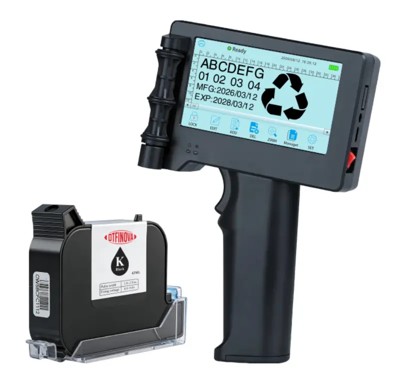 Professional Handheld Inkjet Printer | 12.7mm HD Smart Coder | Expiry Date & Logo Printing Machine for Packaging, Metal, Plastic & Wood | Portable 600DPI Inkjet Coding Solution