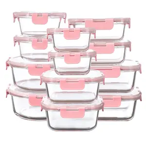 12 Pack Glass Storage Containers with Lids, Leak-Proof Meal Prep Containers, Dishwasher/Microwave/Oven/Freezer Safe Glass Food Storage Containers for Leftovers, to Go