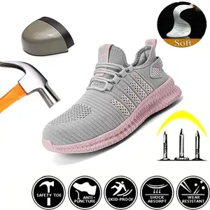 Fashionable Women's Safety Shoes with Steel Toe for Work and Outdoor Activities
