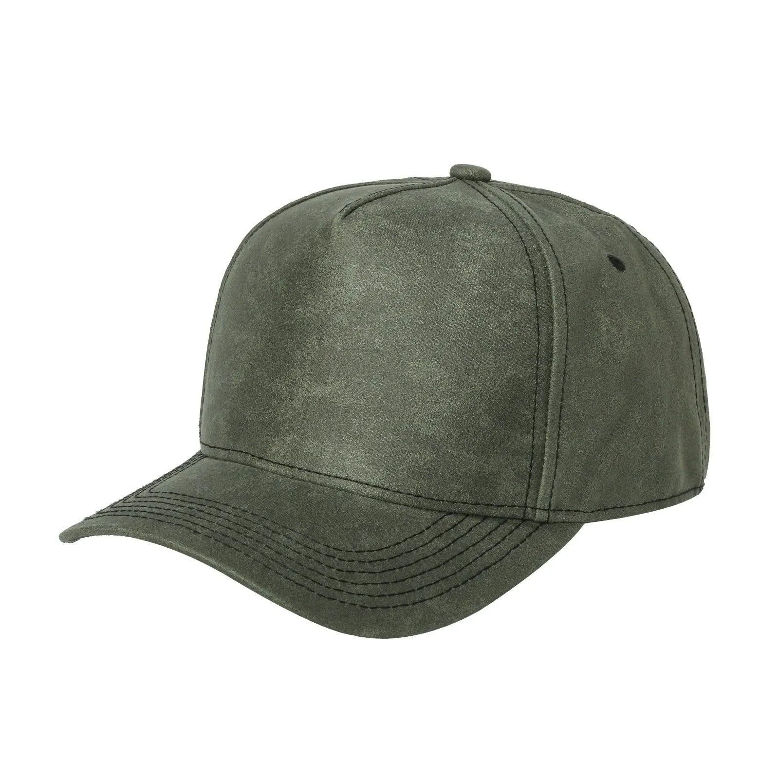Unisex Leather 5-Panel Crown Baseball Cap - Sturdy Structured Panels, Pre-Curved Bill, Plain Clean Contemporary Profile, Adjustable Snapback, Reinforced Stitching, Casual Durable, Fits Most Head Sizes, Easy Secure Customization