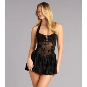 Sweet But Sultry Flocked Floral Mesh Skater Dress