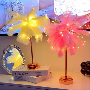 80LED Feather Night Light - Handmade DIY Romantic Warm Table Lamp | Dual Power (USB+Battery Box) | Home Bedroom/Living Room/Dorm/Wedding/Party Decor | Ideal Gift for Mother's Day/Valentine's/Birthday/Anniversary