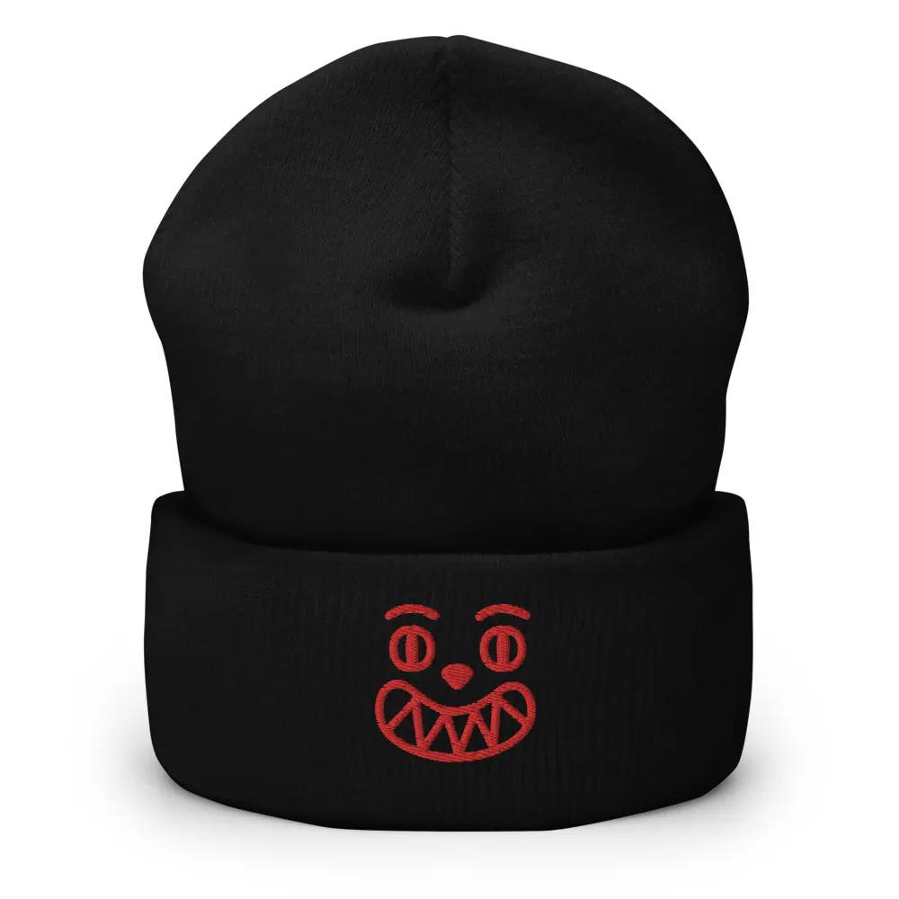 smiley tooth face beanie with fleece lining
