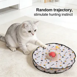 Hunting & Playing Cat Exercise Mat, Large 28 Inch Game Pad with Hide-And-Seek Ball (300mah Battery), Perfect for Indoor Cat Agility Training, Rolling Ball