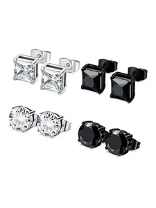 Elegant Zircon Stud Earrings for Women, Simple Fashion Design, Soft Copper Jewelry, Perfect for Daily Wear, Four Claw Setting