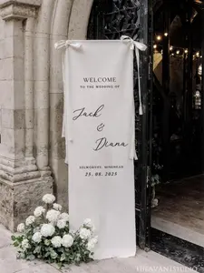 Custom Fabric Wedding Welcome Sign • Modern Linen Wedding Sign • Wedding Banner • Personalised Wedding Decor • Engagement Party Sign