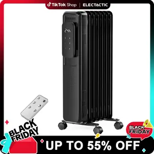 【TikTokShopHolidayHaul】Electactic Oil Filled Radiator Space Heater, 1500W Electric Portable Heaters for Indoor Use, Touch Screen, LCD Display, 24H-Timer, Overheat & Tip-Over Protection