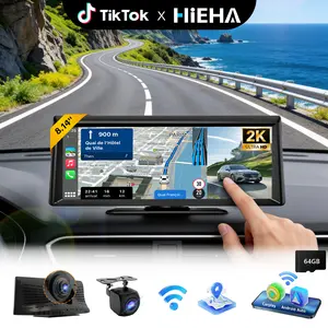 【Hieha】2026 Top-Rated Carplay Dash Cam:Updated 8.14" Portable Touchscreen with Wireless Carplay, Android Auto, 1080P Backup, and 2K Front Camera — Complete GPS Navigation System Carplay for Any Car Carplay  Screen Big Screen Carplay Sum
