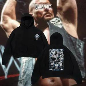 UNDISPUTED Stone Cold Skull Heavy Cotton Shirt WWE Hoodie Stone Cold Steve Austin Tshirt Hoodie Zip Up Hoodie Jacket Wrestling Fan Apparel Menswear Direct-to-garment Breathable Printing