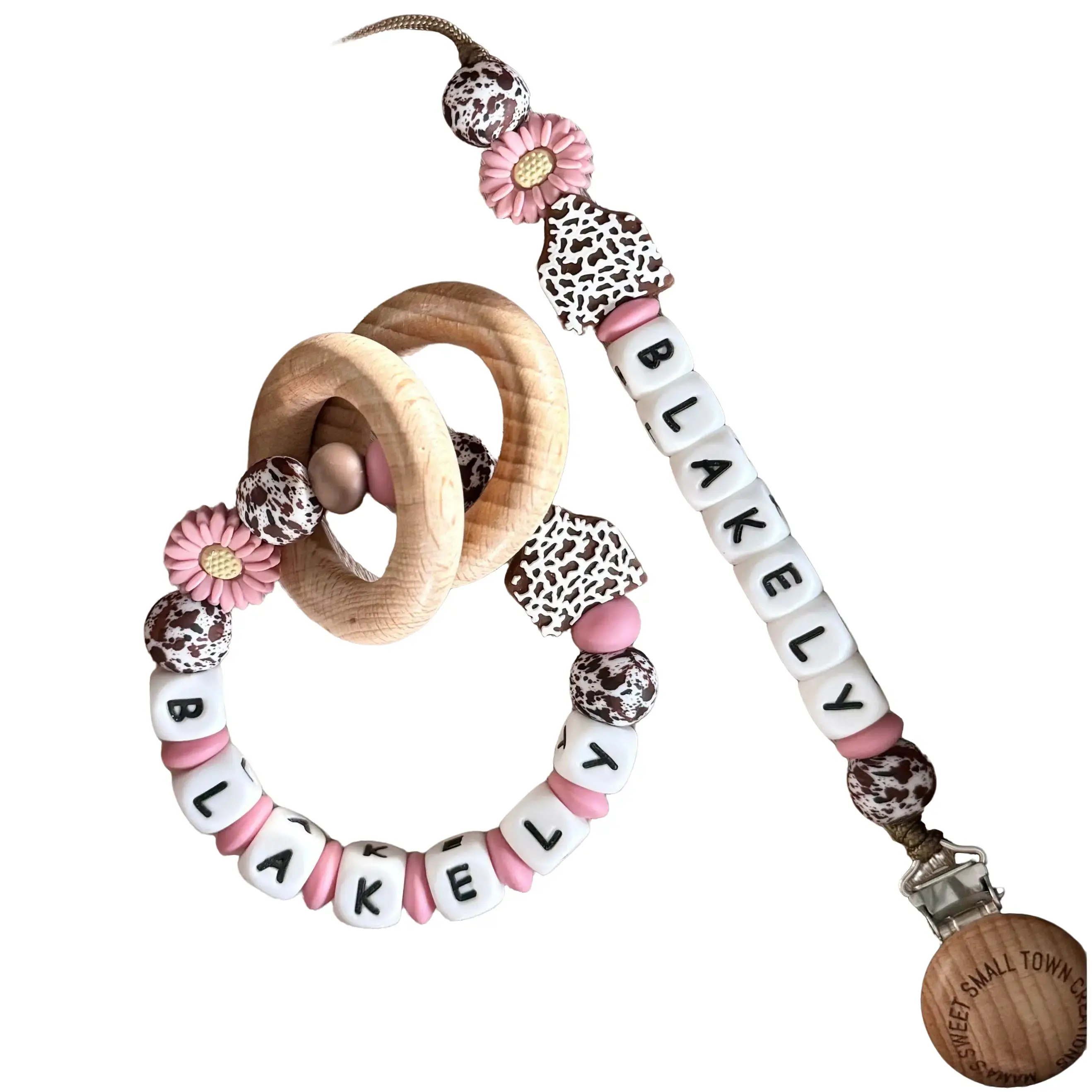 Mauve Flower Brown Cow Tag Family Bundle