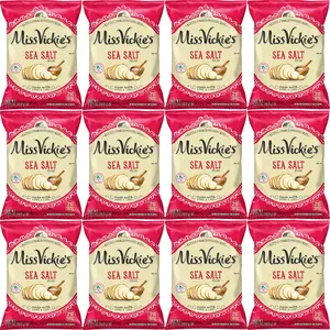 Miss Vickie's Sea Salt Kettle Cooked Potato Chips, 1.37 oz Bags, Pack of 12 Bundled by Shoppyway Snack Natural Crispy Crunchy Savory Flavor