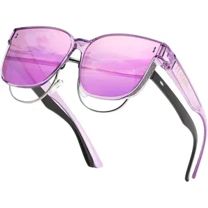 EyeconicFinds Oversized Polarized Glossy Sunglasses for Women, Can be Worn Over Glasses, Travel Accessory, Trendy Style, UV400 Protection, B0269