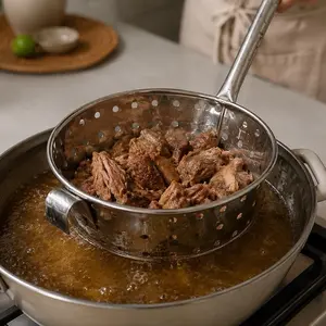 Acero Inoxidable Pichancha para Carnitas | Colador Escurridor Tradicional para Carnitas, Chicharrón y Frituras
